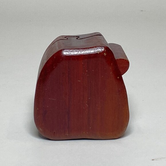 Vintage Wooden Apple Puzzle Box 4 Pieces Trinket Jewelry Container Felt Lining - Picture 3 of 7